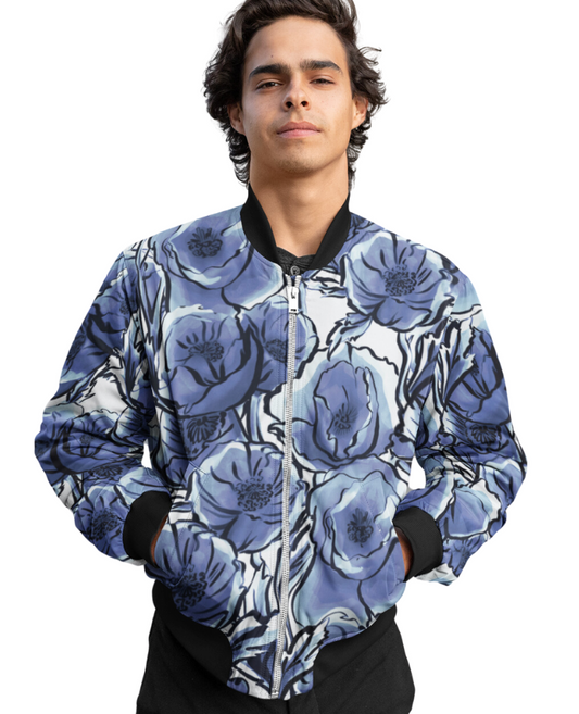 Bomber Jacket - Blue flower pattern